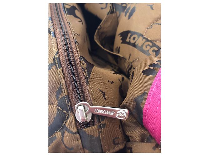 Borsa Longchamp in pelle rosa fucsia collezione Pliage Argento Fuschia - vista 9