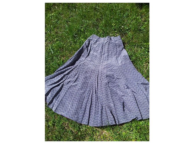 Falda Chloé de seda plisada crema y azul oscuro - vista 3