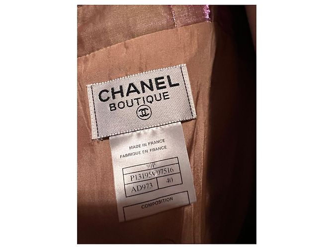 Vestido Chanel de lino rosa iridiscente Melocotón - vista 7