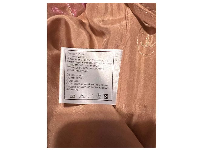 Vestido Chanel de lino rosa iridiscente Melocotón - vista 9