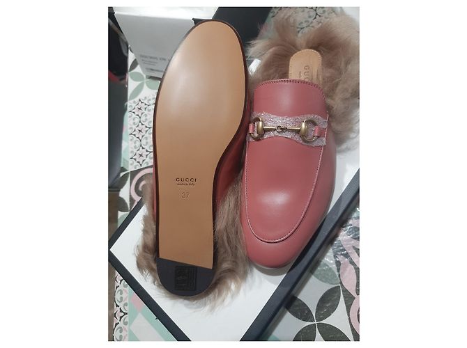 Zoccoli Gucci Betis in pelle Corallo - vista 3