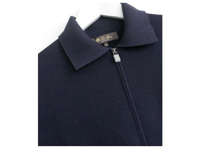 Loro Piana Beau Rivage Strick-Bomberjacke Marineblau - Ansicht 2