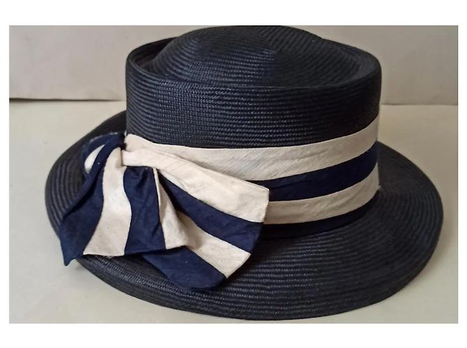Autre Marque Cappello in paglia Rachel Trevor Morgan Blu Navy - vista 3