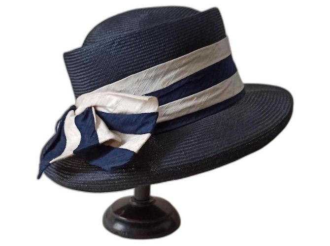 Autre Marque Cappello in paglia Rachel Trevor Morgan Blu Navy - vista 2