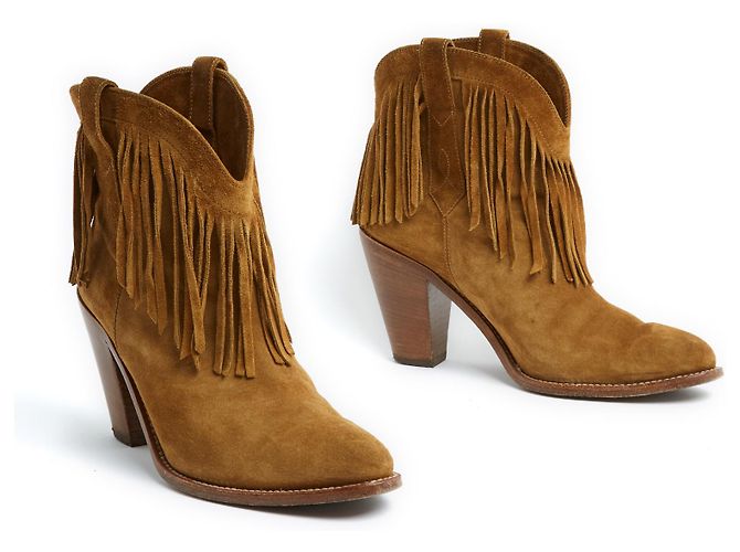 Saint Laurent Botas vaqueras altas de ante camel UE39.5 Lucas Flecos Caramelo - vista 2