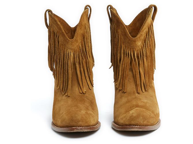 Saint Laurent Botas vaqueras altas de ante camel UE39.5 Lucas Flecos Caramelo - vista 3