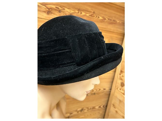 Autre Marque Maison Lembert Filzhut Schwarz mit Samtband Größe 56 - Ansicht 2