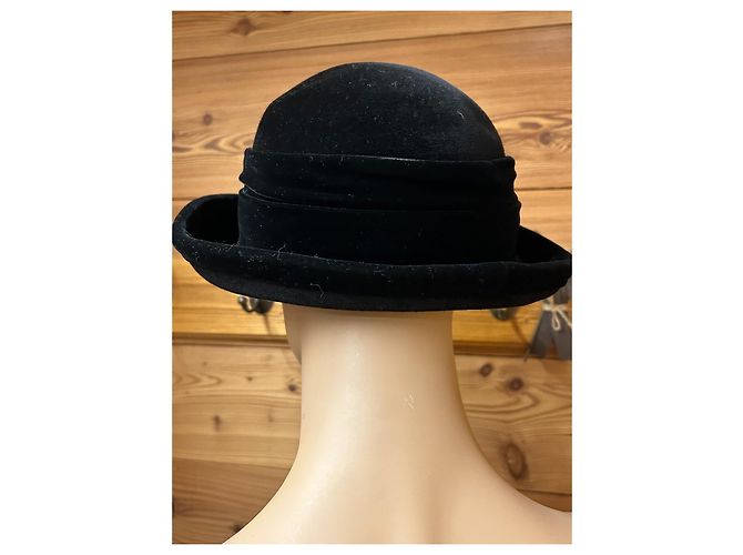 Autre Marque Maison Lembert Filzhut Schwarz mit Samtband Größe 56 - Ansicht 4