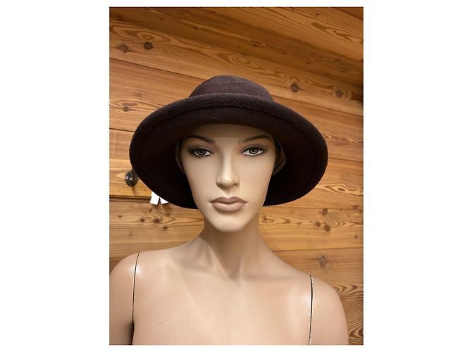 Autre Marque Cappello in feltro marrone con fiocco in velluto House H.T.B Manufactur Marrone scuro - vista 2