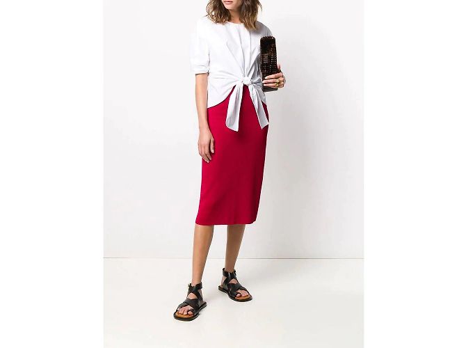 Falda de punto roja Céline - vista 5
