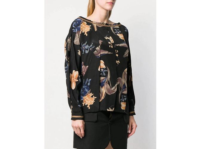 Gianni Versace Blumenbluse aus Seide Mehrfarben - Ansicht 3