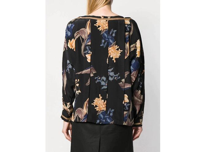 Gianni Versace Blumenbluse aus Seide Mehrfarben - Ansicht 4