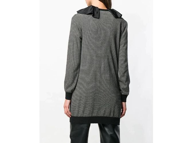 Gestreifter Woll-Cardigan von Moschino Schwarz Weiß Sand - Ansicht 4