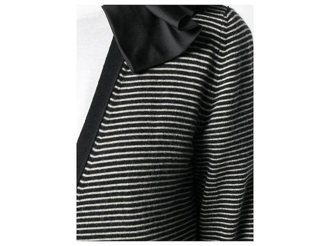 Gestreifter Woll-Cardigan von Moschino Schwarz Weiß Sand - Ansicht 5