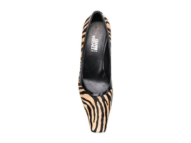 Décolleté Animalier Gianni Versace Nero Beige Sabbia - vista 4