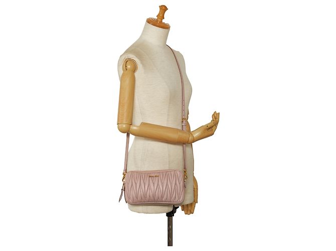 Borsa a tracolla Miu Miu Matelasse rosa - vista 11