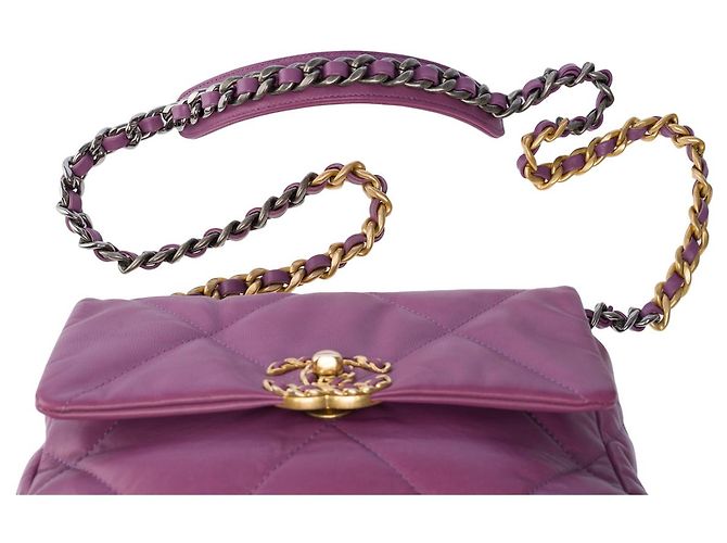 Borsa CHANEL Chanel 19 in Pelle Viola - 101548 Porpora - vista 10