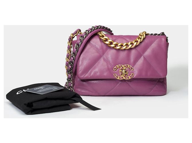 Borsa CHANEL Chanel 19 in Pelle Viola - 101548 Porpora - vista 2