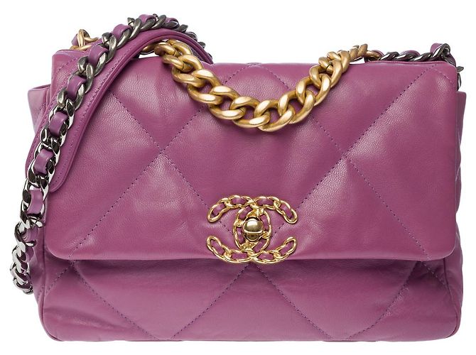 Borsa CHANEL Chanel 19 in Pelle Viola - 101548 Porpora - vista 3