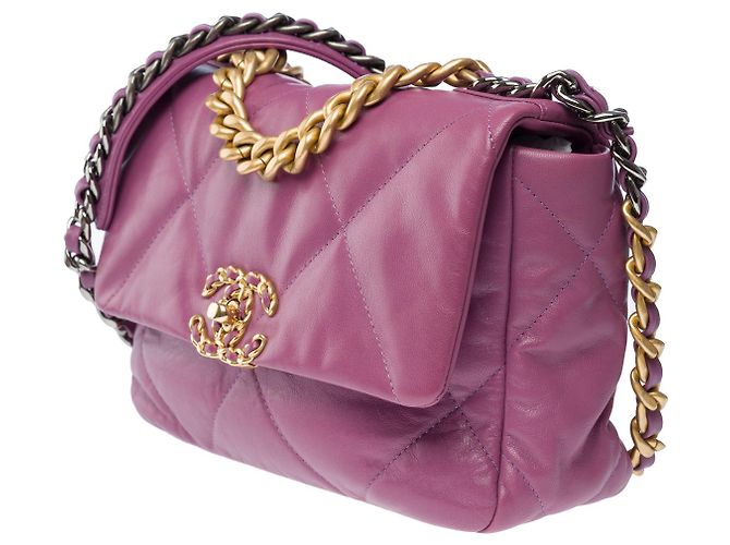 Borsa CHANEL Chanel 19 in Pelle Viola - 101548 Porpora - vista 5