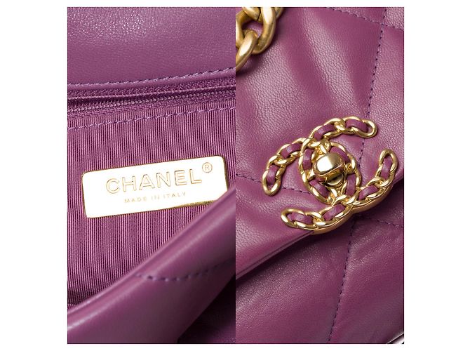 Borsa CHANEL Chanel 19 in Pelle Viola - 101548 Porpora - vista 7
