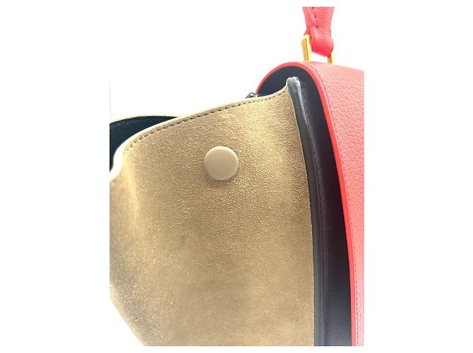 Trapèze Céline Celine Trapeze Tricolor Leder und Wildleder Rot - Ansicht 4