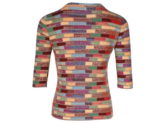 Timeless Gestreifter Chanel-Pullover aus mehrfarbigem Kaschmir Python drucken - Ansicht 3