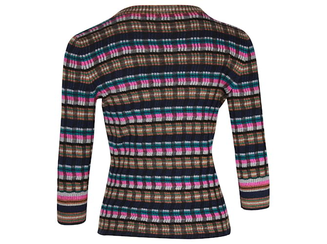 Timeless Gestreifter Chanel-Pullover aus mehrfarbiger Wolle Python drucken - Ansicht 2