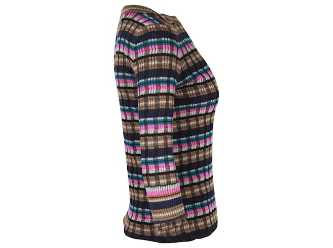 Timeless Gestreifter Chanel-Pullover aus mehrfarbiger Wolle Python drucken - Ansicht 3