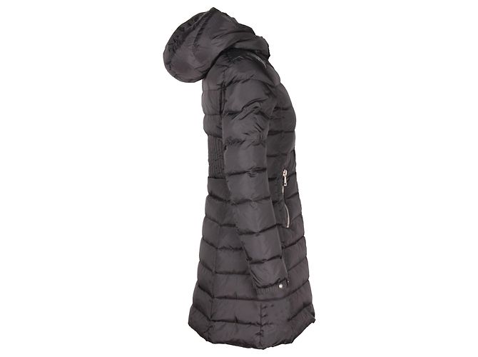 Moncler Long Down Coat in Black Nylon - view 2