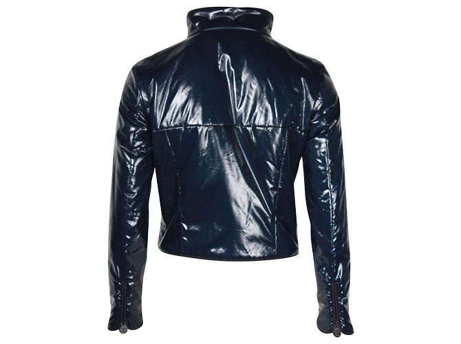 Timeless Giacca corta Chanel in nylon blu navy - vista 2