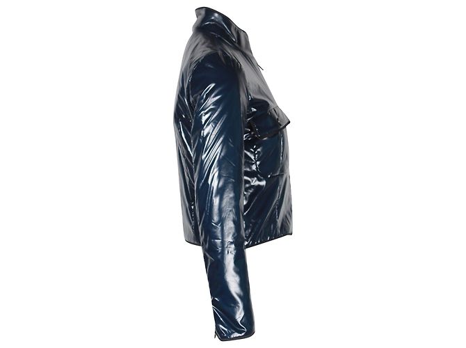 Timeless Giacca corta Chanel in nylon blu navy - vista 3
