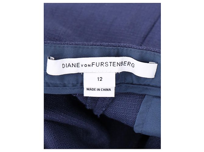 Diane Von Furstenberg Biesenhose aus blauer Viskose Marineblau - Ansicht 4