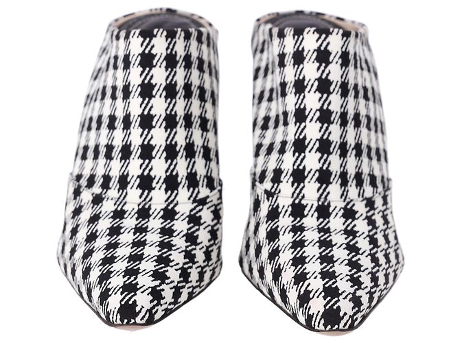 Altuzarra Checkered Davidson Houndstooth Mules in White Canvas - view 3