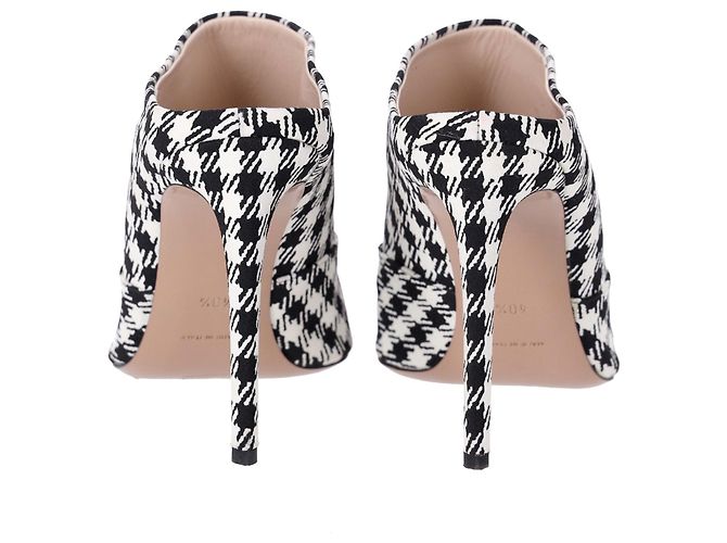 Altuzarra Checkered Davidson Houndstooth Mules in White Canvas - view 4