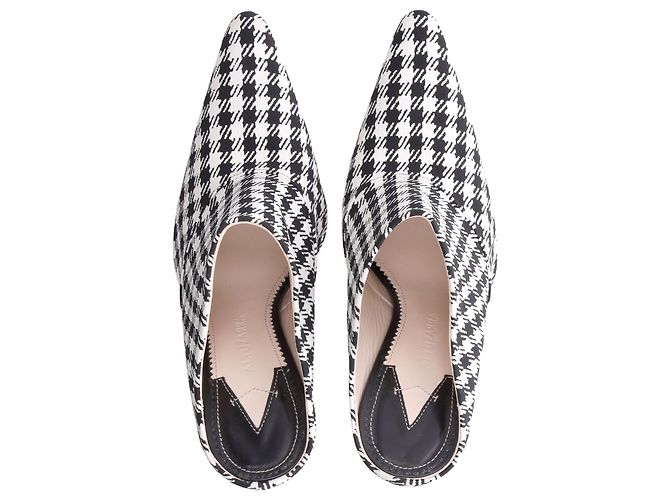 Altuzarra Checkered Davidson Houndstooth Mules in White Canvas - view 5