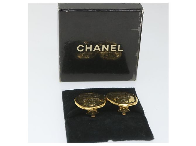 CHANEL Cambon Orecchino Metallo Tono Oro CC Auth bs9649 - vista 14