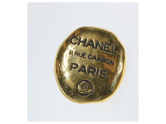 CHANEL Cambon Orecchino Metallo Tono Oro CC Auth bs9649 - vista 2