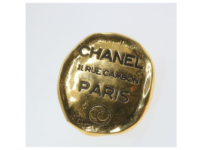 CHANEL Cambon Orecchino Metallo Tono Oro CC Auth bs9649 - vista 8