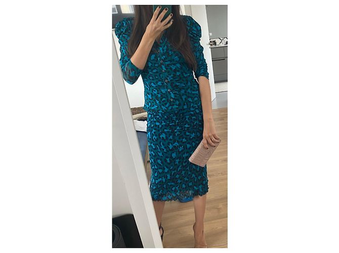 Diane Von Furstenberg Gladys Top de malla estampado leopardo azul - vista 10