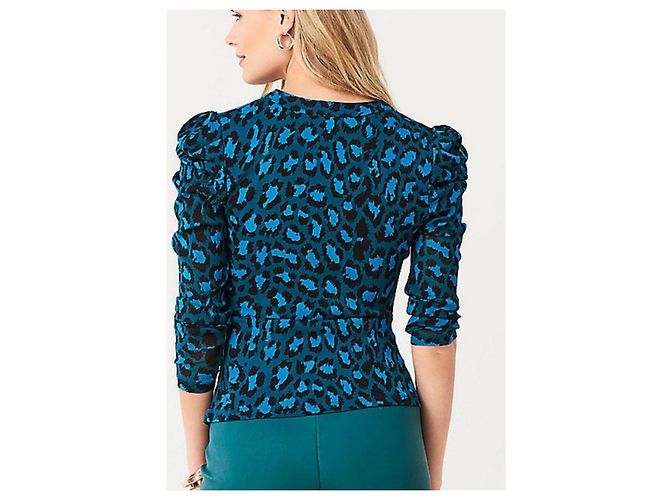 Diane Von Furstenberg Gladys Top de malla estampado leopardo azul - vista 3