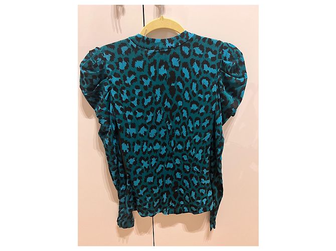 Diane Von Furstenberg Gladys Top de malla estampado leopardo azul - vista 4