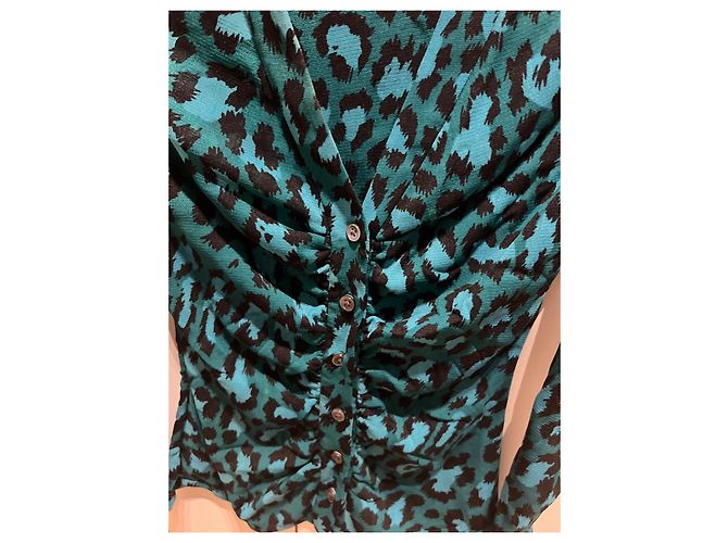 Diane Von Furstenberg Gladys Top de malla estampado leopardo azul - vista 6