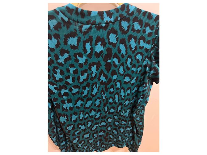 Diane Von Furstenberg Gladys Top de malla estampado leopardo azul - vista 8