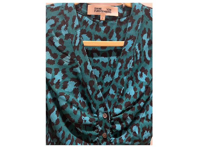 Diane Von Furstenberg Gladys Top de malla estampado leopardo azul - vista 9