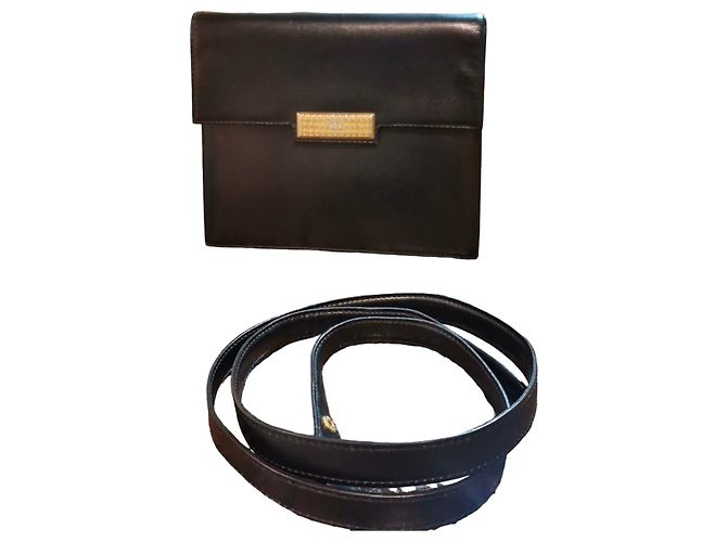 Bolsa Christian Dior de couro preta com fivela logo CD dourada Preto - vista 2