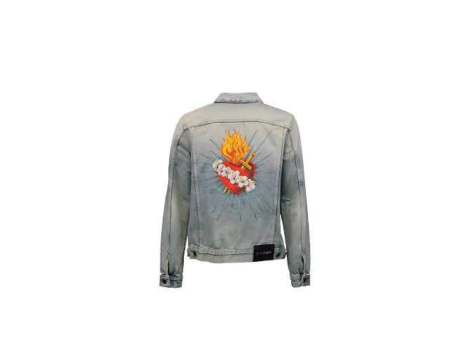 Palm Angels Giacca in denim dal Sacro Cuore - vista 4