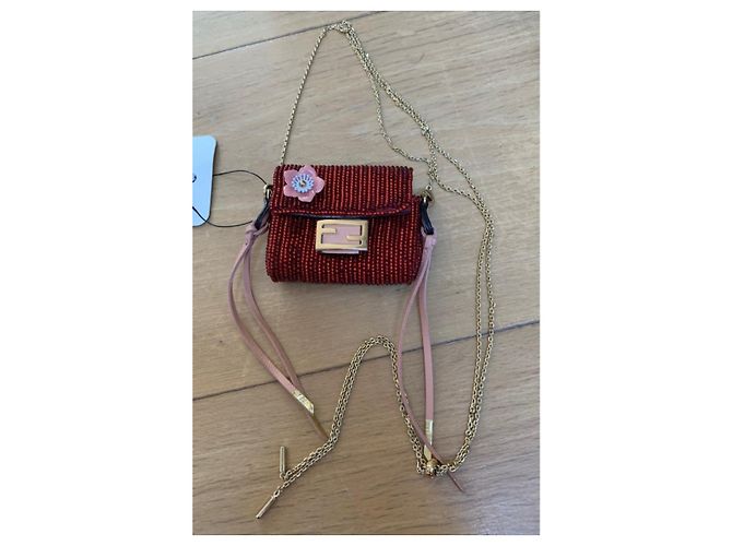Pochette Fendi Picot Perle Rosse Rosso - vista 2