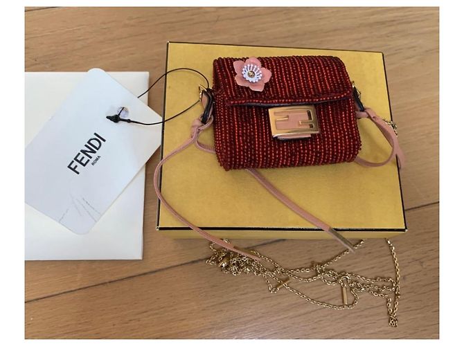 Pochette Fendi Picot Perle Rosse Rosso - vista 7