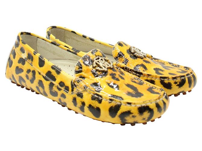Roberto Cavalli Mocassini con stampa leopardata gialli e neri - vista 2